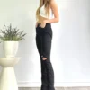 I'm Sprung Black Split Hem Distressed Straight Leg Jeans