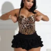 Andie Satin Leopard Bustier Corset Top
