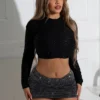 Jordyn Grunge Textured Rhinestone Top