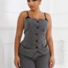 Camilia Pin Stripe Woven Tailored Top