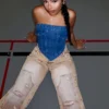 As It Was Strapless Denim Top