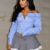 Remy Striped Shoulder Button Down Shirt