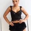 First Date Lace Trim Bustier Top