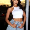 Paradise Rhinestone Ribbed Top