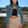 Lover Girl Denim Washed Graphic Jacket
