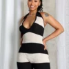 Solace Stripe Lace Up Romper