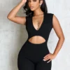 Clara Knit Deep V Neck Ribbed Romper
