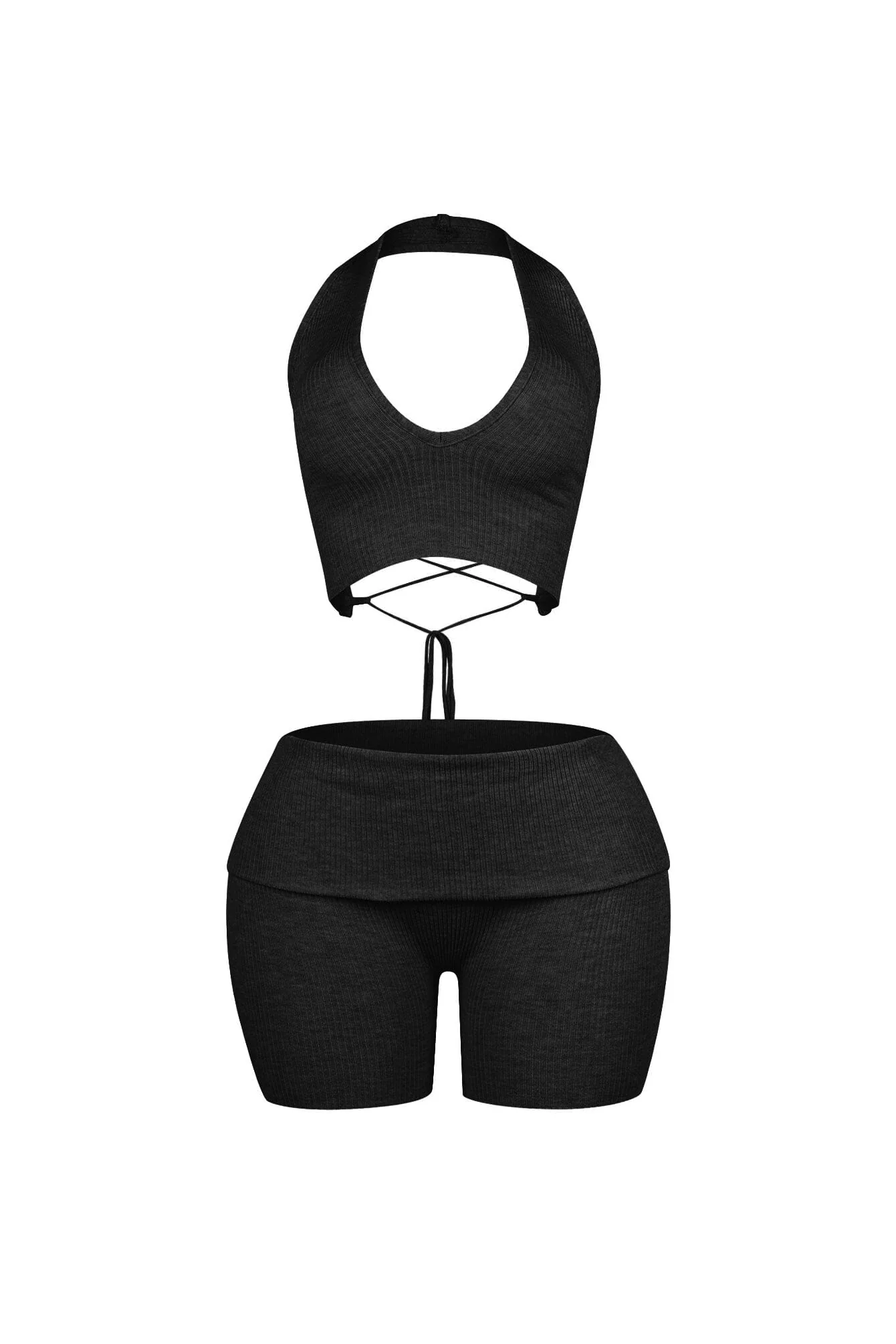 Backfire Ribbed Knit Halter Top & Shorts SET 8 Backfire Ribbed Knit Halter Top & Shorts SET