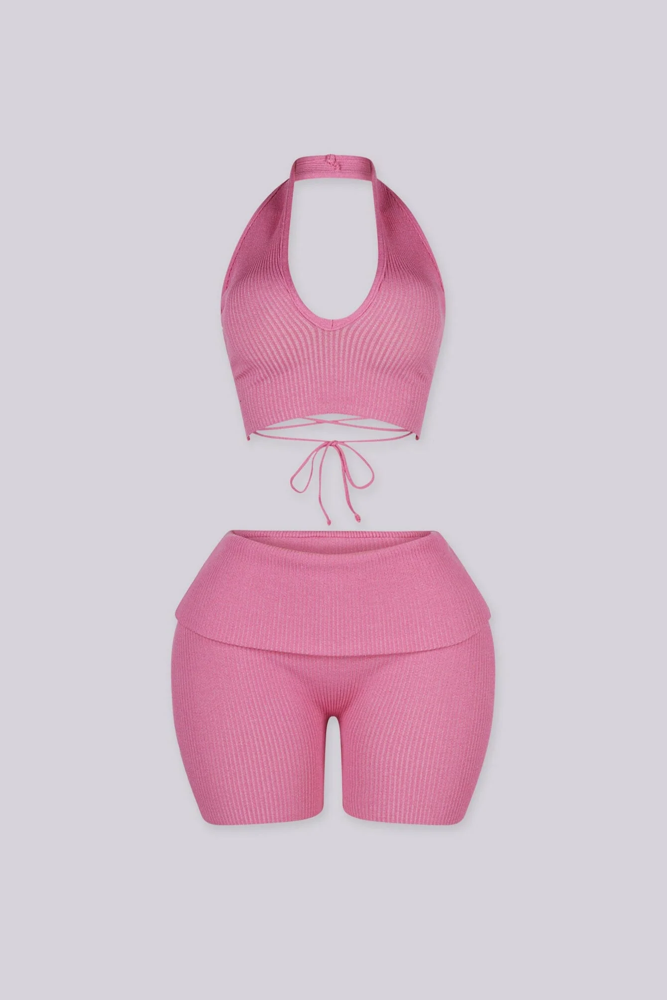 Backfire Ribbed Knit Halter Top & Shorts SET 9 Backfire Ribbed Knit Halter Top & Shorts SET