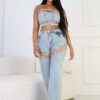 Jett Denim Tube Top & Cutout Pants SET
