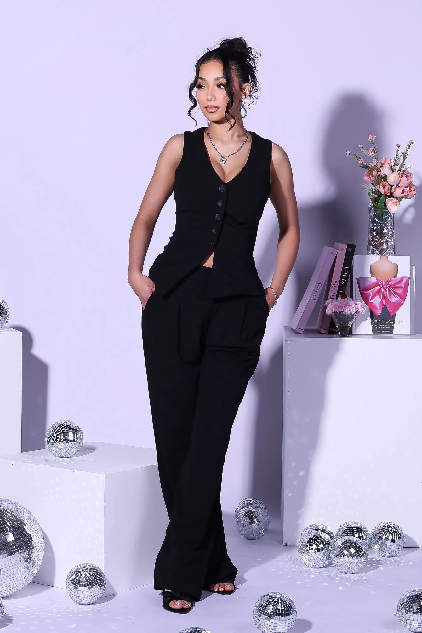 Teresita Button Up Vest Top & Pants SET