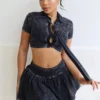Avril Mineral Washed Tie Top & Skirt SET