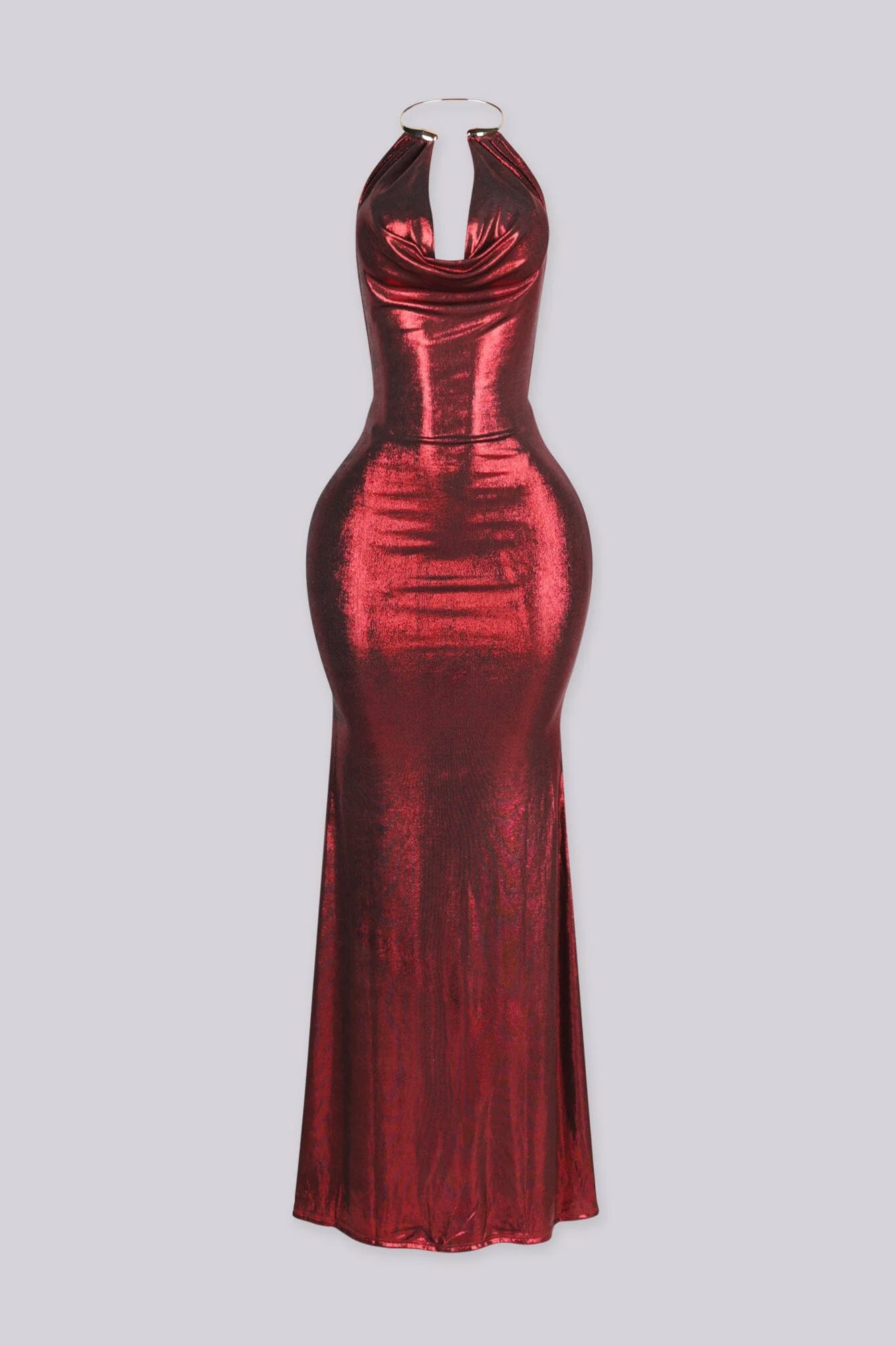 Beatrice Metallic Halter Maxi Dress