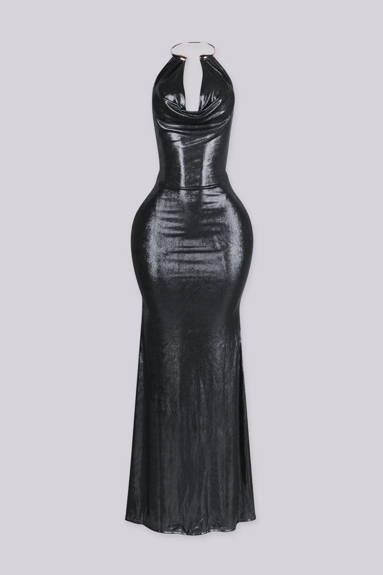 Beatrice Metallic Halter Maxi Dress
