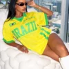 Retro Brazil Collared Jersey Top