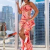 Sorento Swirl Print Ruffle Maxi Dress