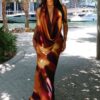 Saharah Sunset Cowl Neck Maxi Dress