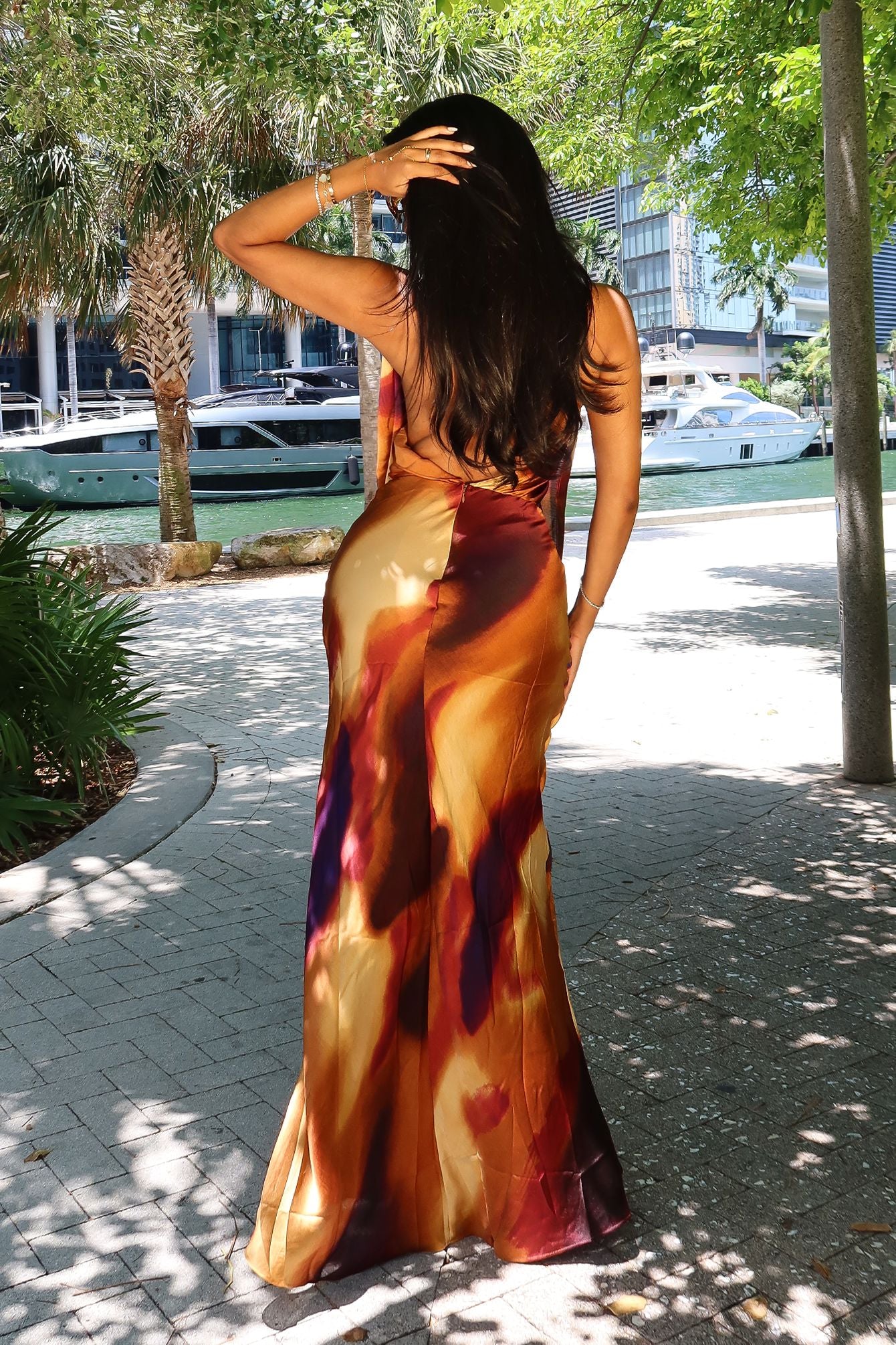 Saharah Sunset Cowl Neck Maxi Dress