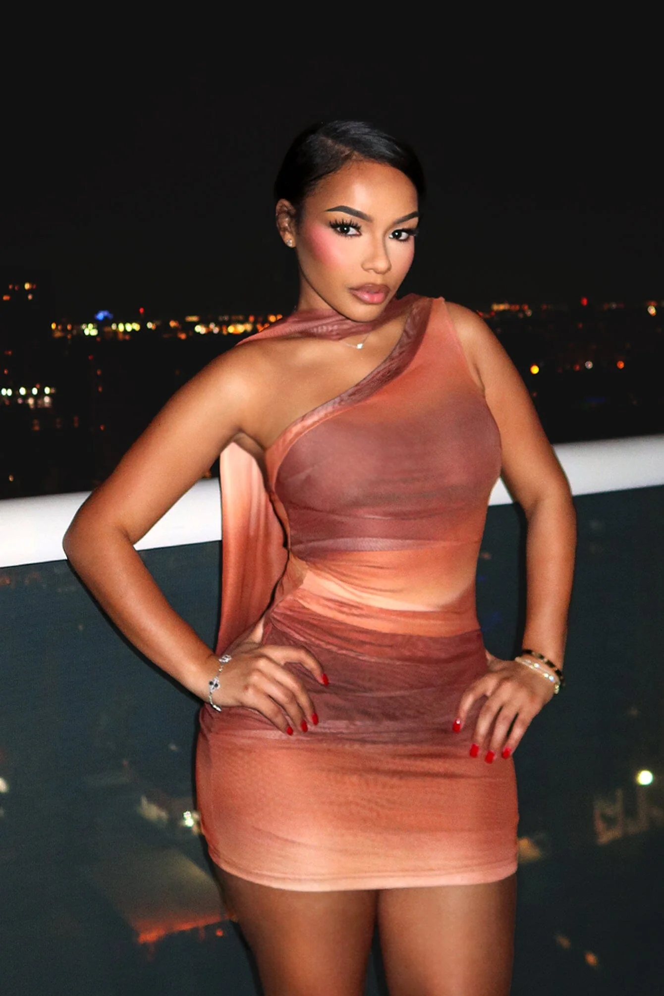 Sedona Ombre One Shoulder Mini Dress