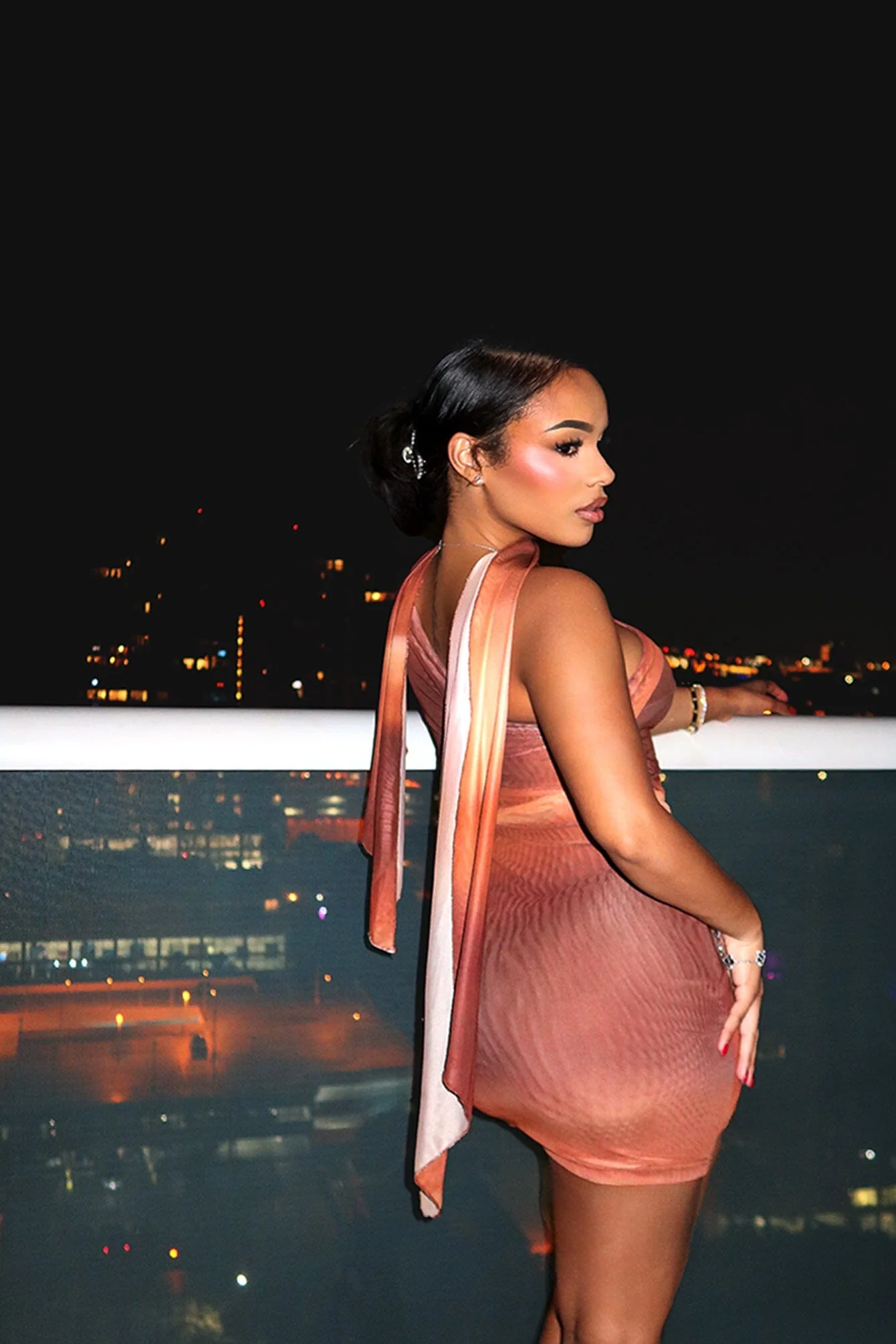 Sedona Ombre One Shoulder Mini Dress