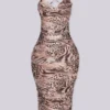Ruthia Mesh Lace Up Midi Dress