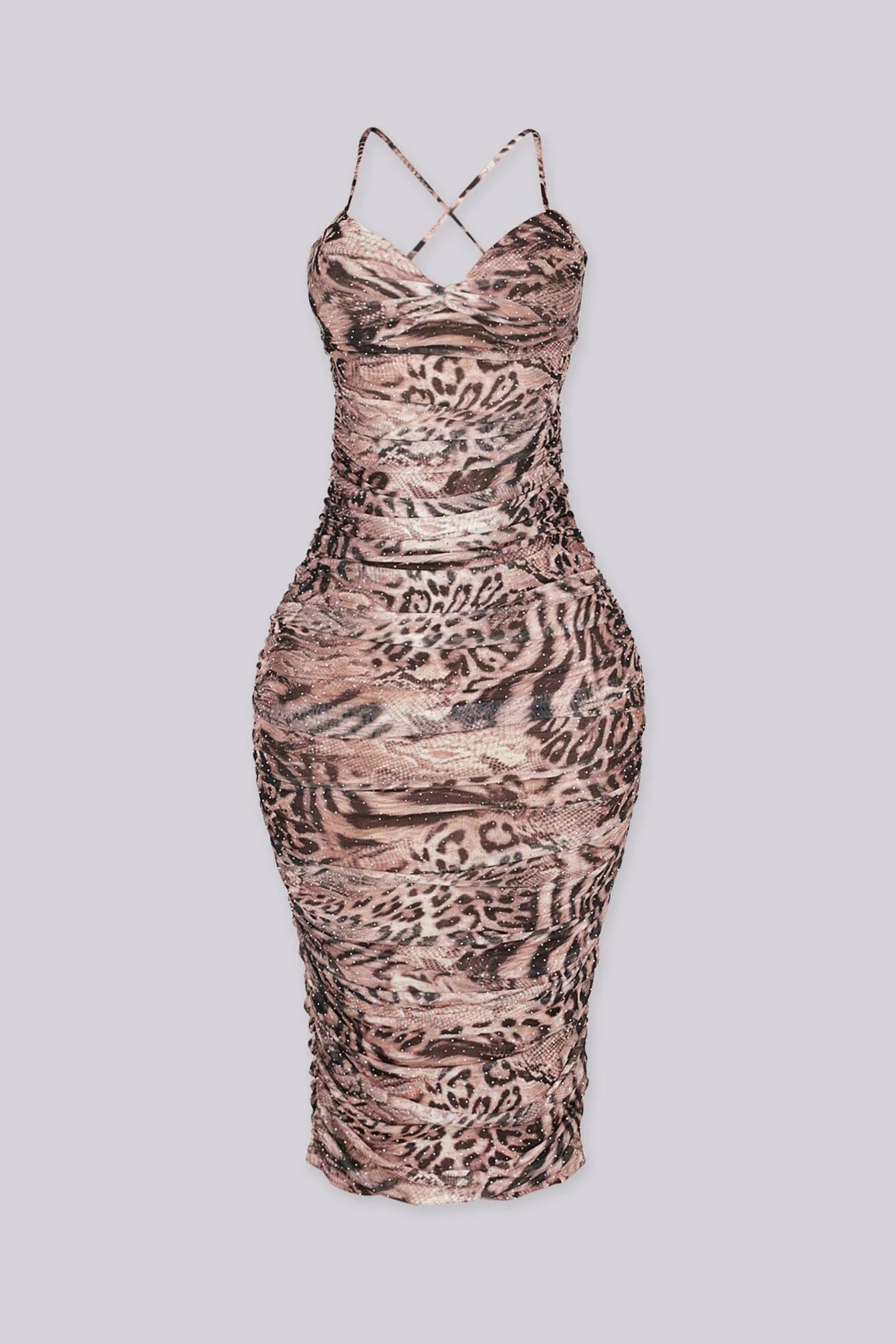 Ruthia Mesh Lace Up Midi Dress