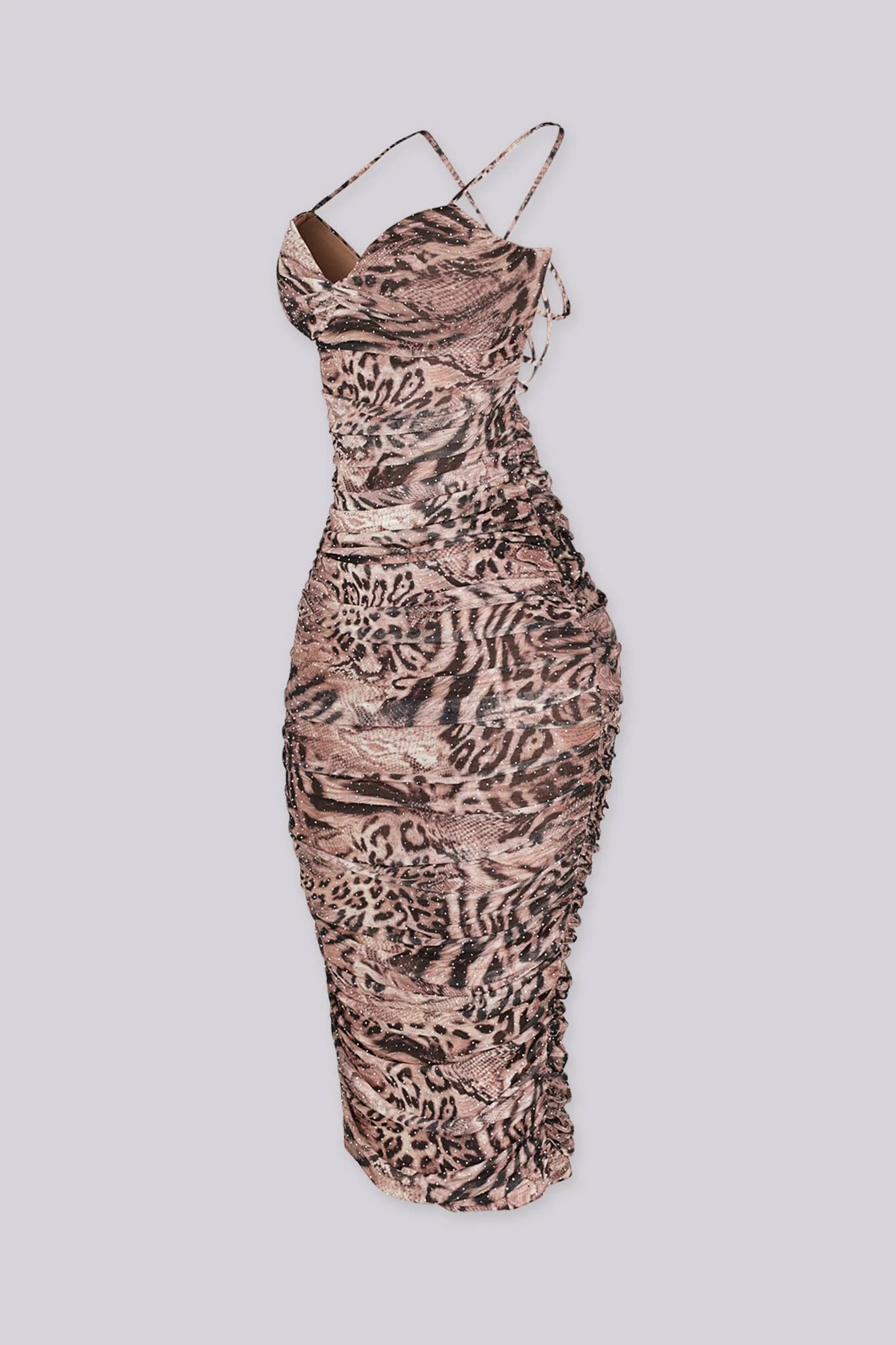 Ruthia Mesh Lace Up Midi Dress