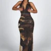 Phantazia Rhinestone Halter Maxi Dress