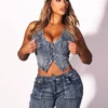 Y2K Western Edge Denim Vest Top