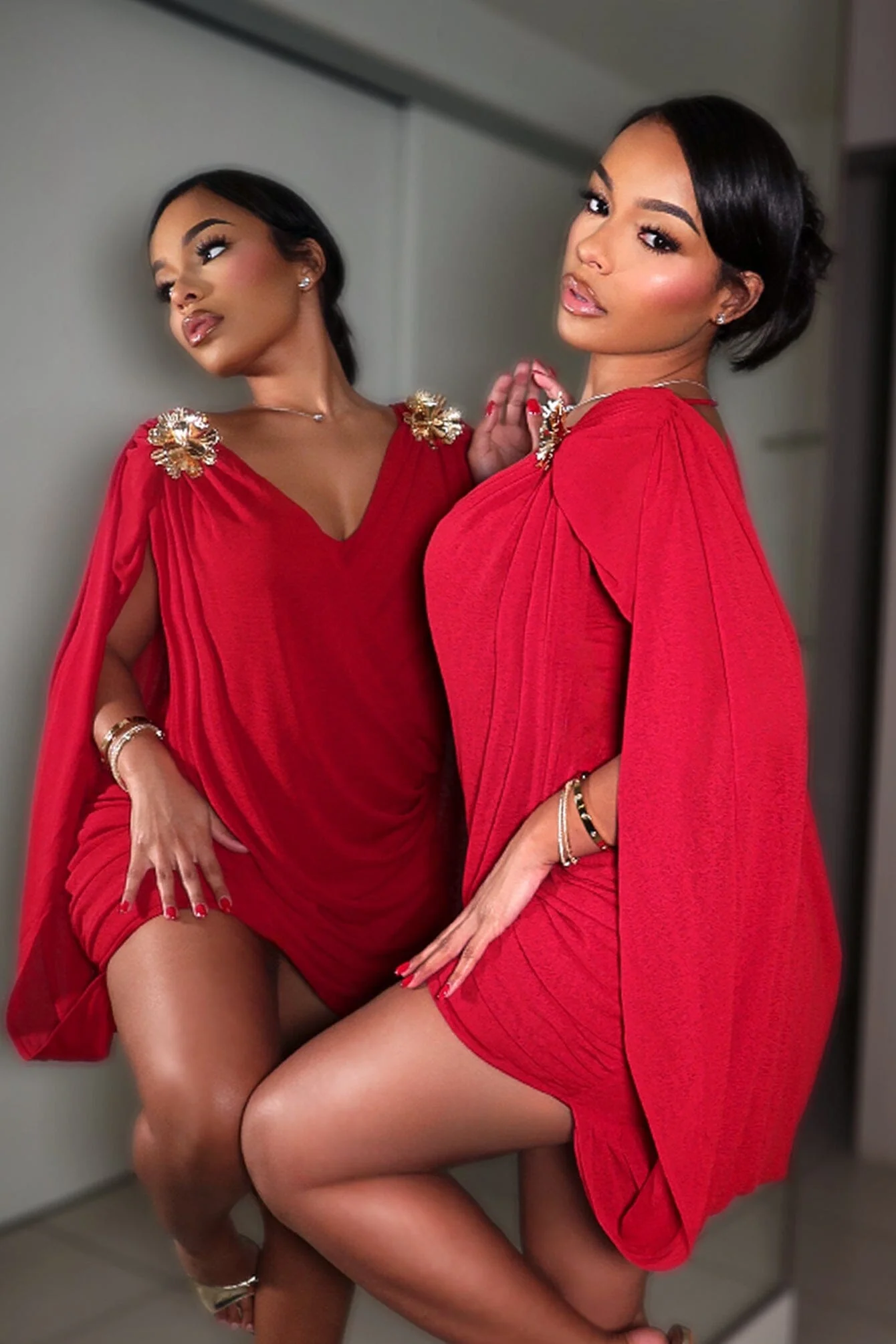 Olympia Draped Cape Mini Dress 3 Olympia Draped Cape Mini Dress