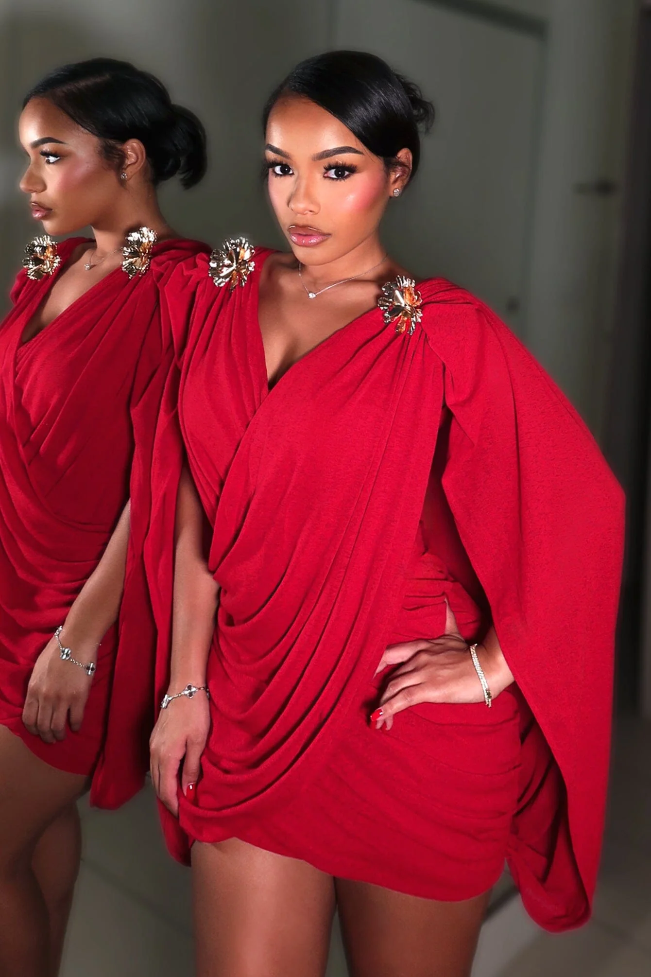 Olympia Draped Cape Mini Dress 4 Olympia Draped Cape Mini Dress