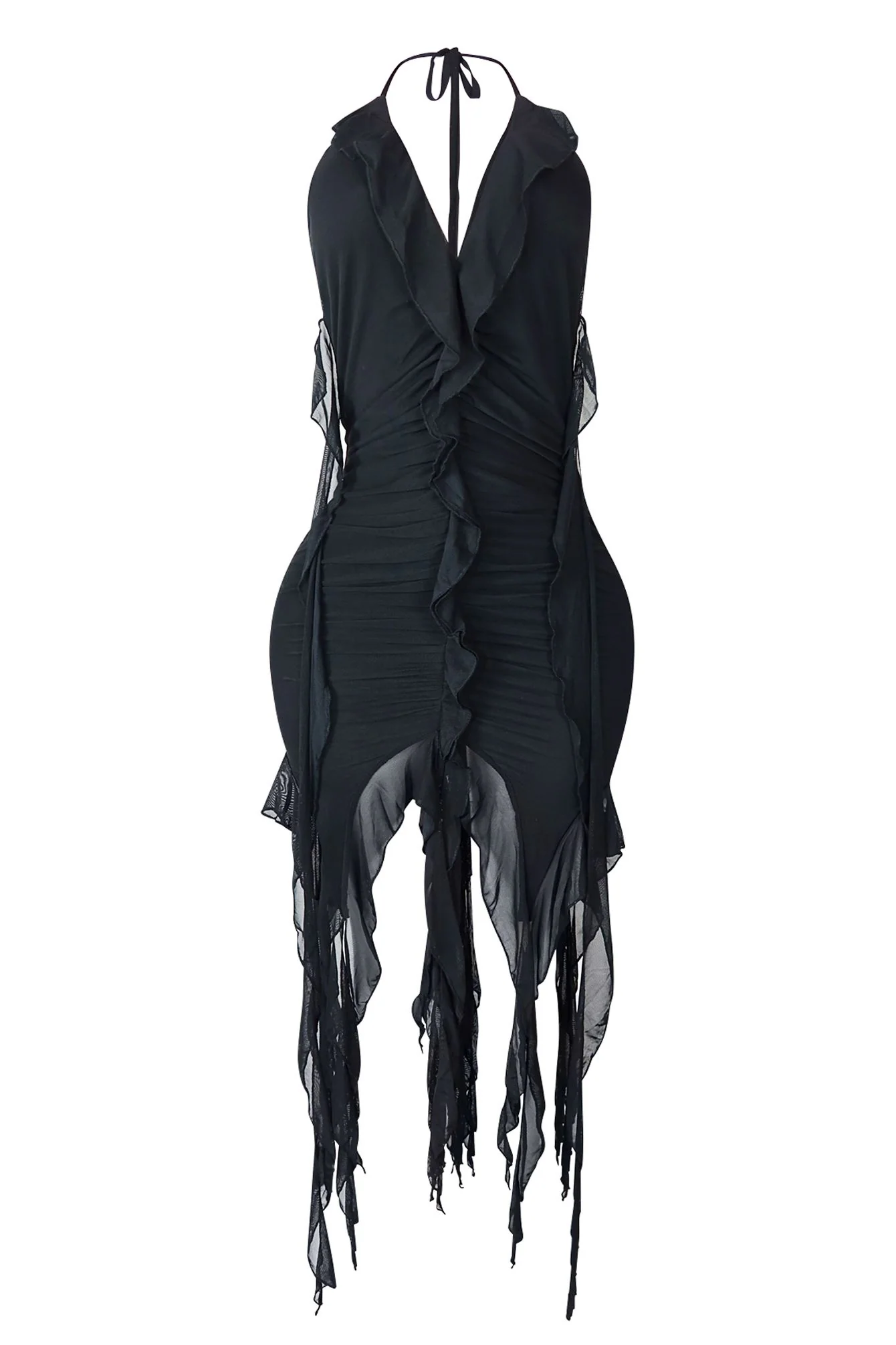 Call On Me Mesh Halter Tie Ruffle Dress 5 Call On Me Mesh Halter Tie Ruffle Dress