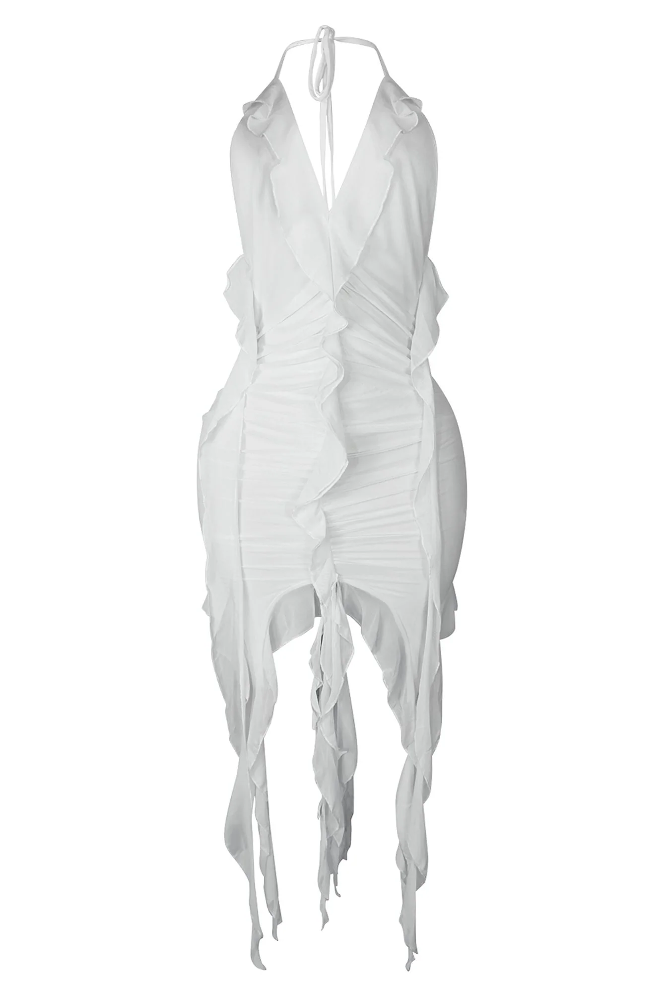 Call On Me Mesh Halter Tie Ruffle Dress 6 Call On Me Mesh Halter Tie Ruffle Dress