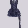 Rosina Velvet Mesh Mini Dress
