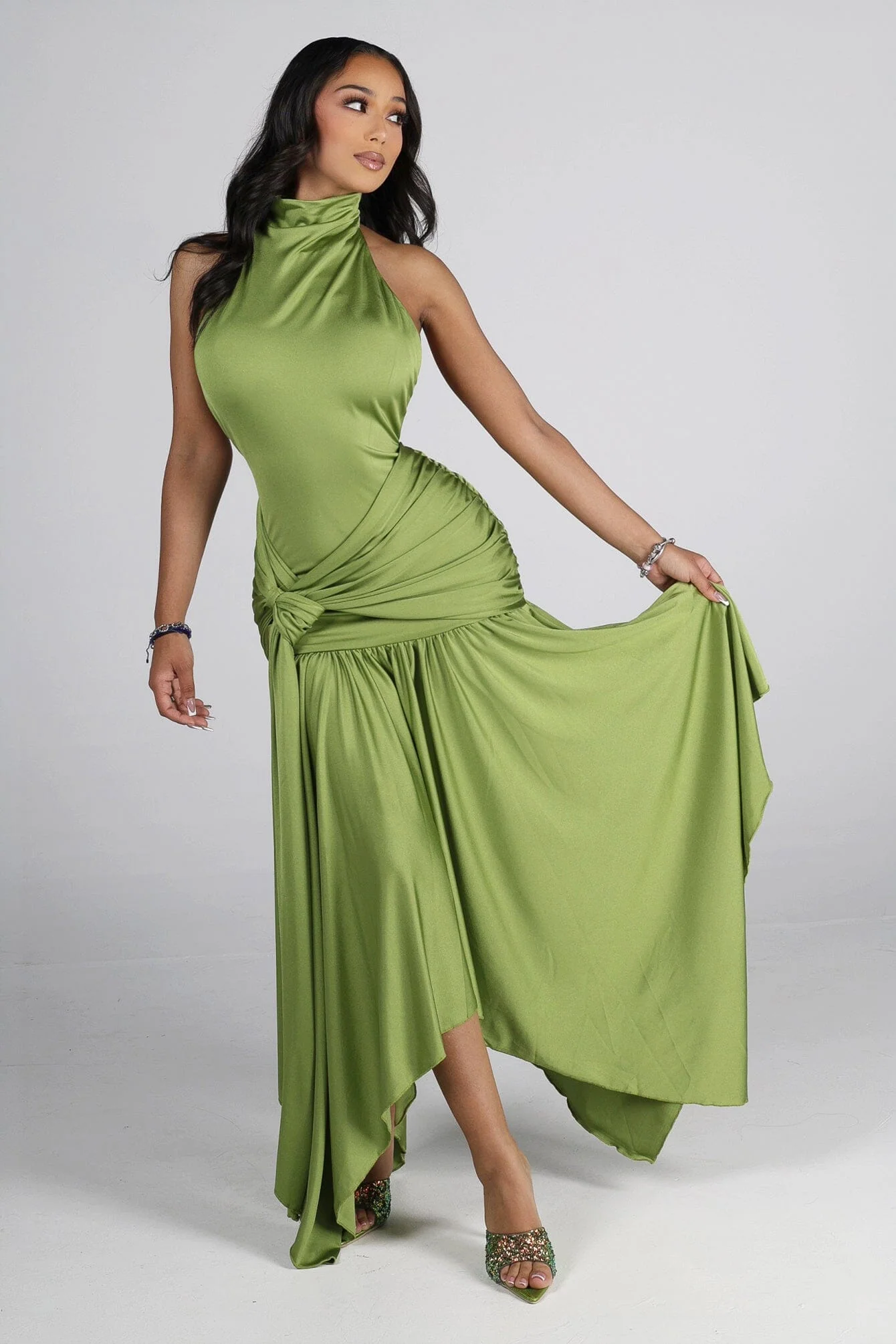 Fiji Knotted Halter Midi Dress