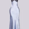 Angel's Blue Satin Maxi Slip Dress