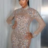 Constellation Crystal Mesh Mini Dress
