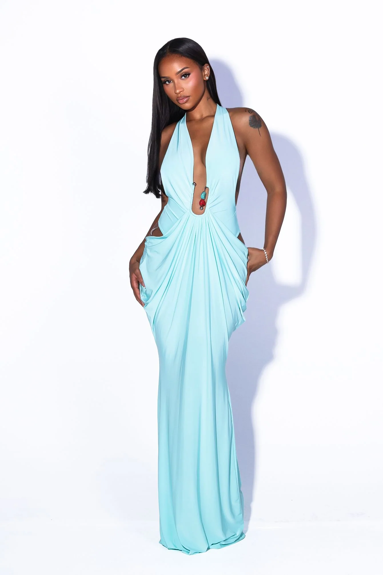 Mint Goddess Draped Maxi Dress 1 Mint Goddess Draped Maxi Dress