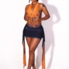 Copper Cascade Halter Mini Dress