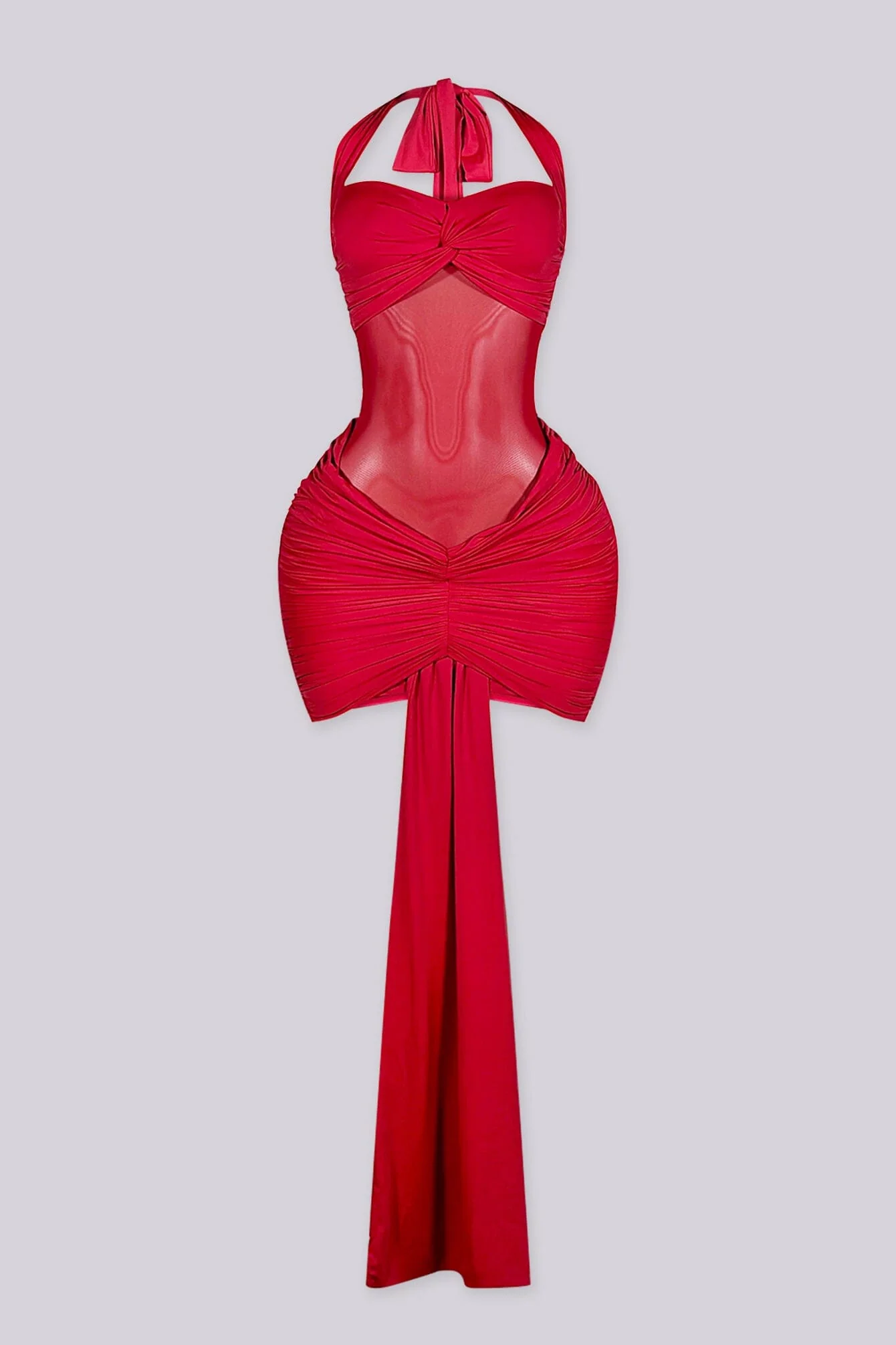 Noir Sash Drape Mini Dress