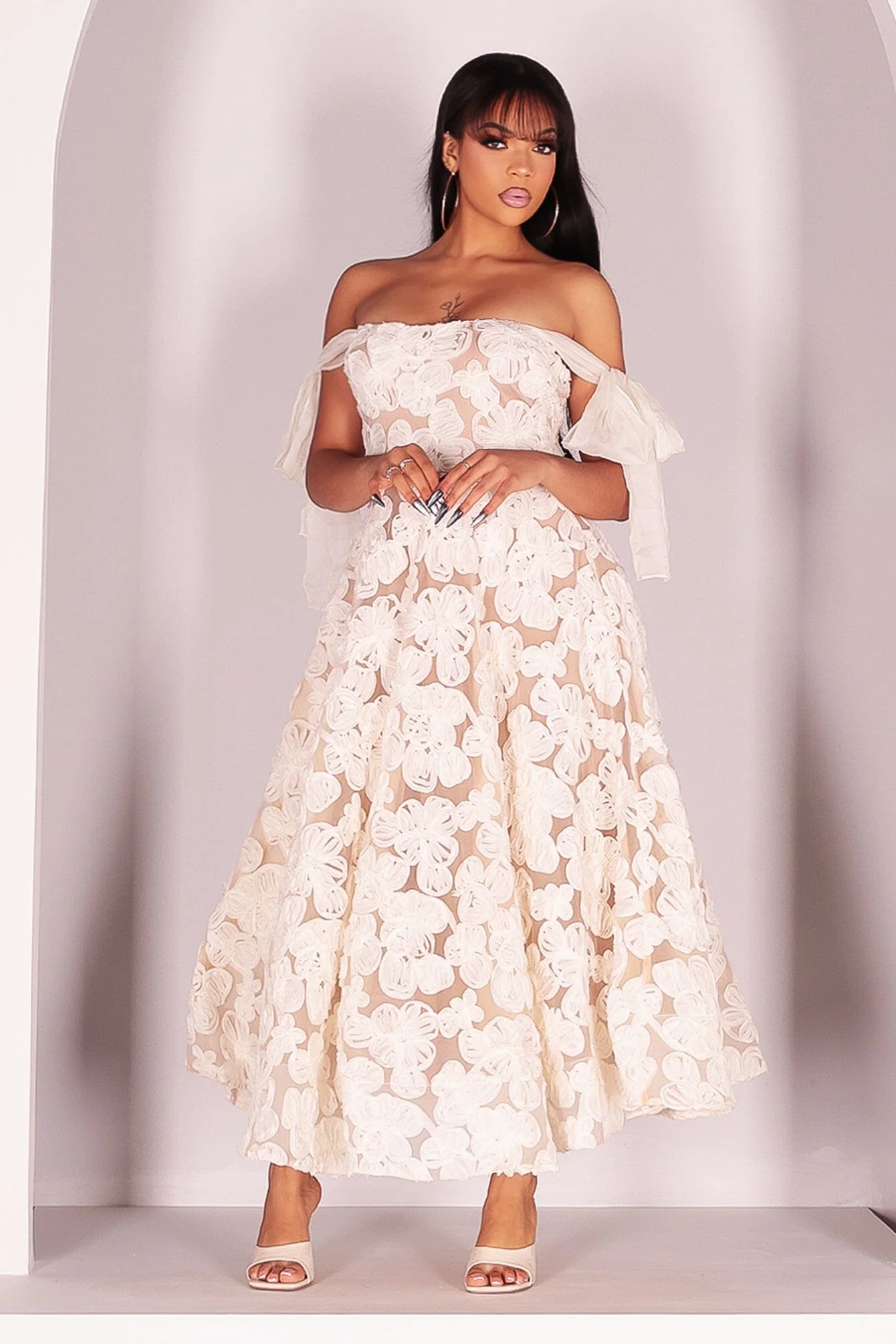 Elysia Floral Sheer Midi Dress