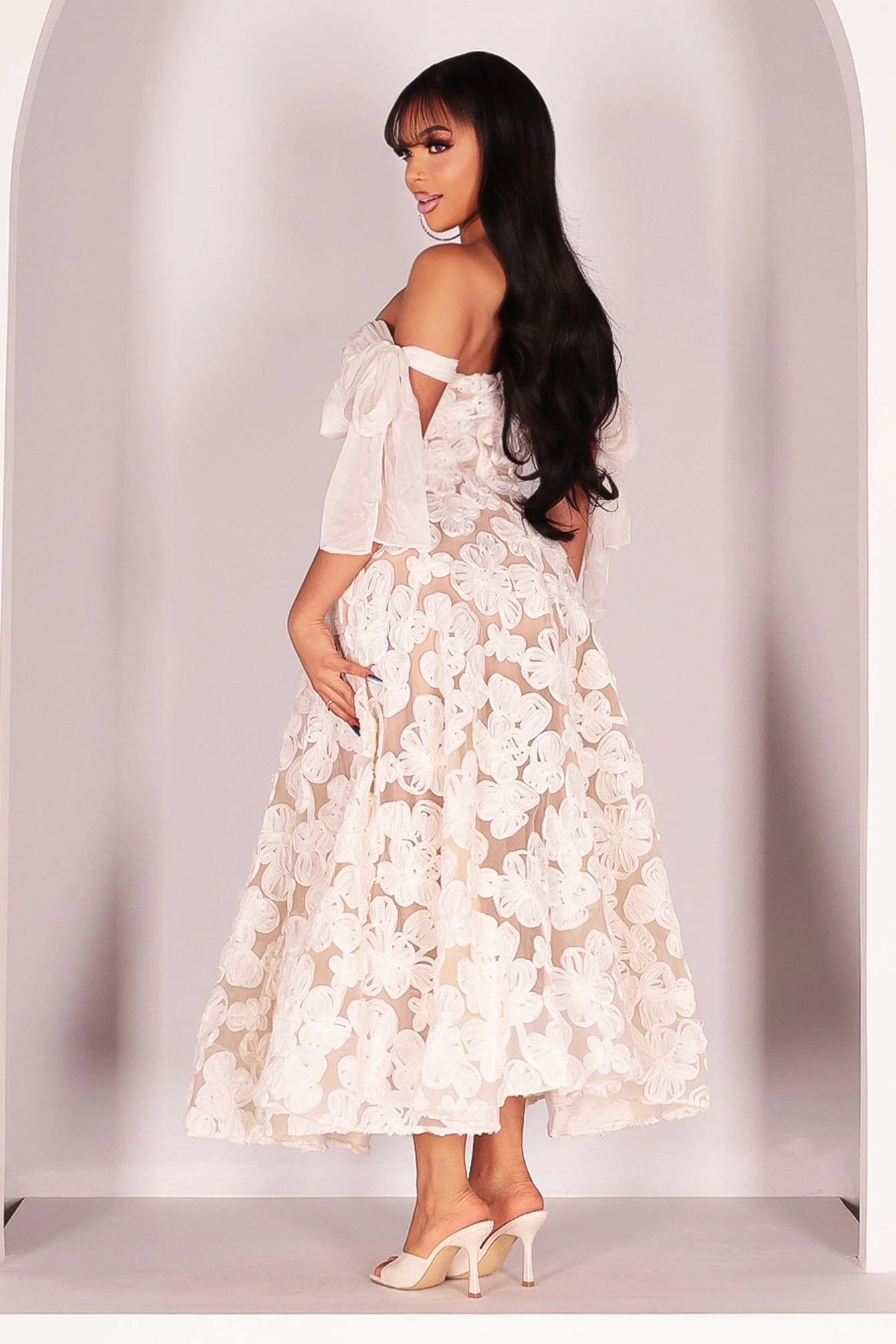 Elysia Floral Sheer Midi Dress