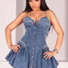 Maribel Pearl Denim Mini Dress