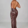 Selene Metallic Twisted Halter Maxi Dress 23 Selene Metallic Twisted Halter Maxi Dress