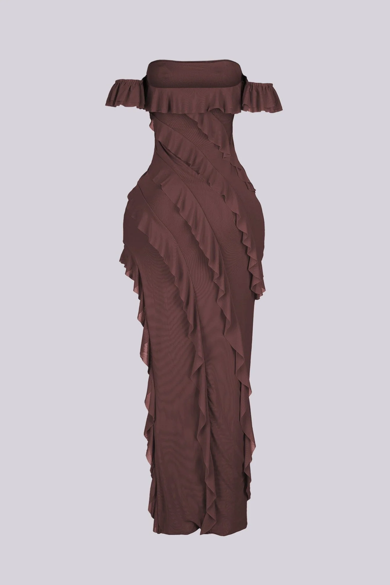 Belle Nuit Mesh Ruffled Maxi Dress 10 Belle Nuit Mesh Ruffled Maxi Dress