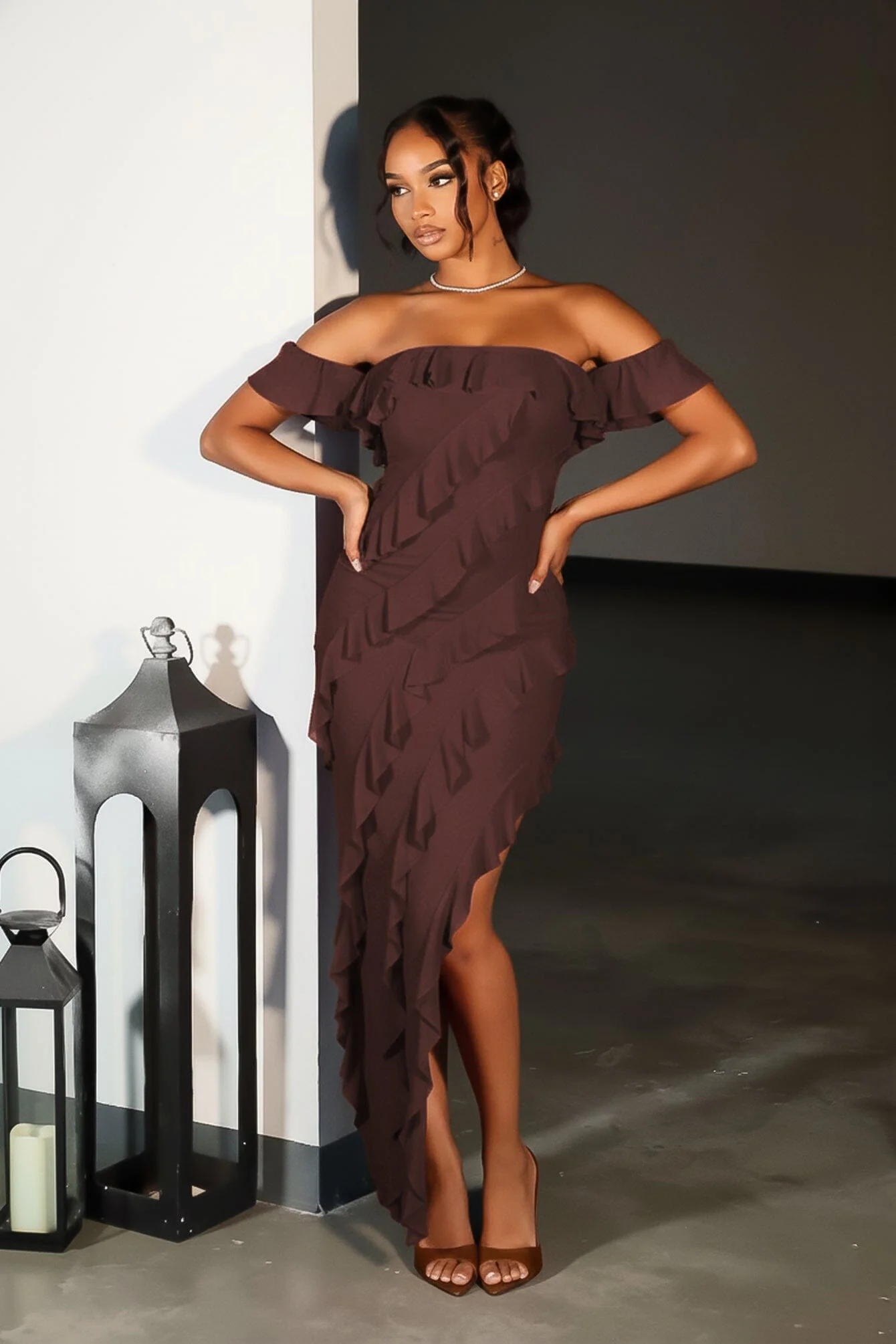 Belle Nuit Mesh Ruffled Maxi Dress 2 Belle Nuit Mesh Ruffled Maxi Dress