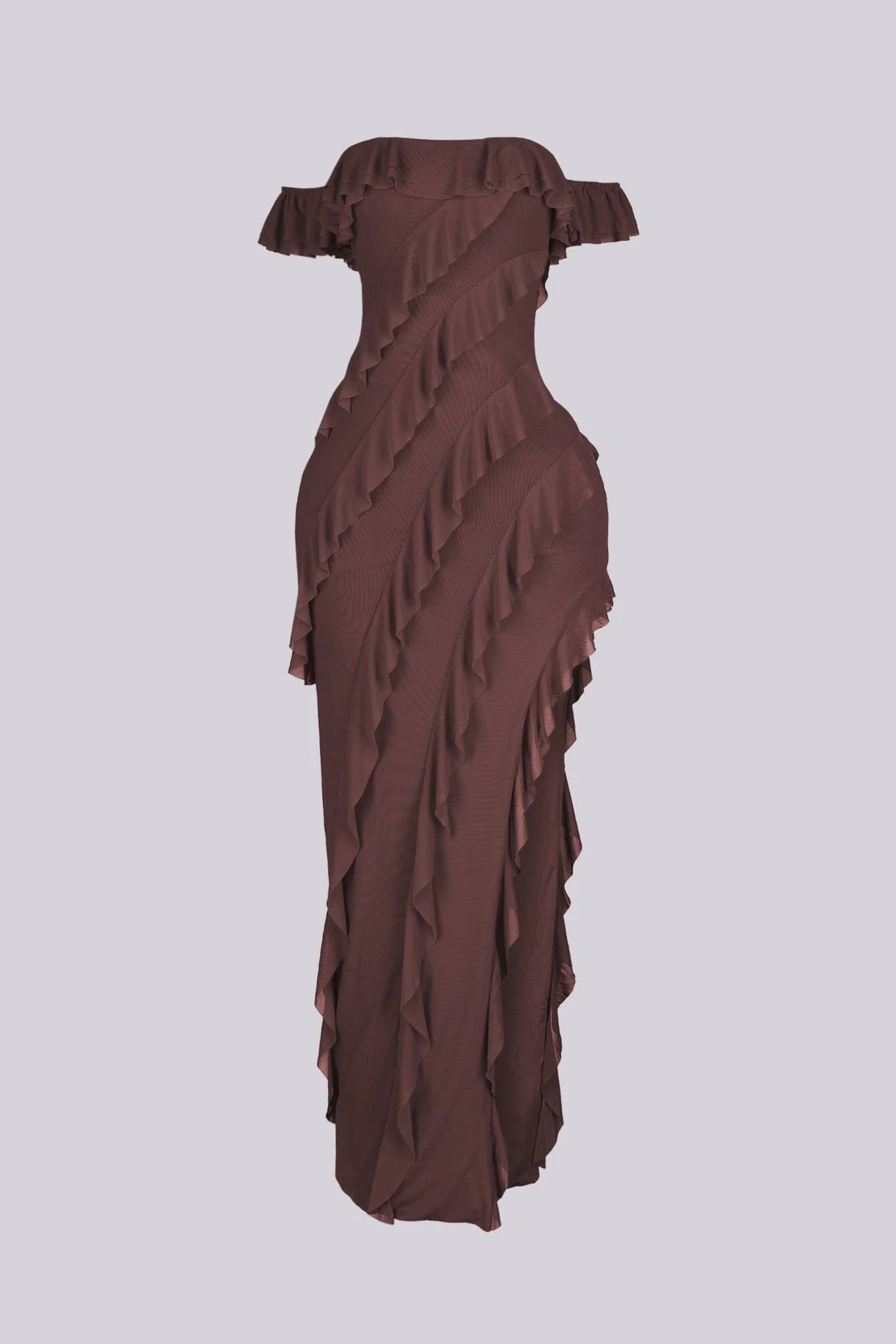 Belle Nuit Mesh Ruffled Maxi Dress 6 Belle Nuit Mesh Ruffled Maxi Dress