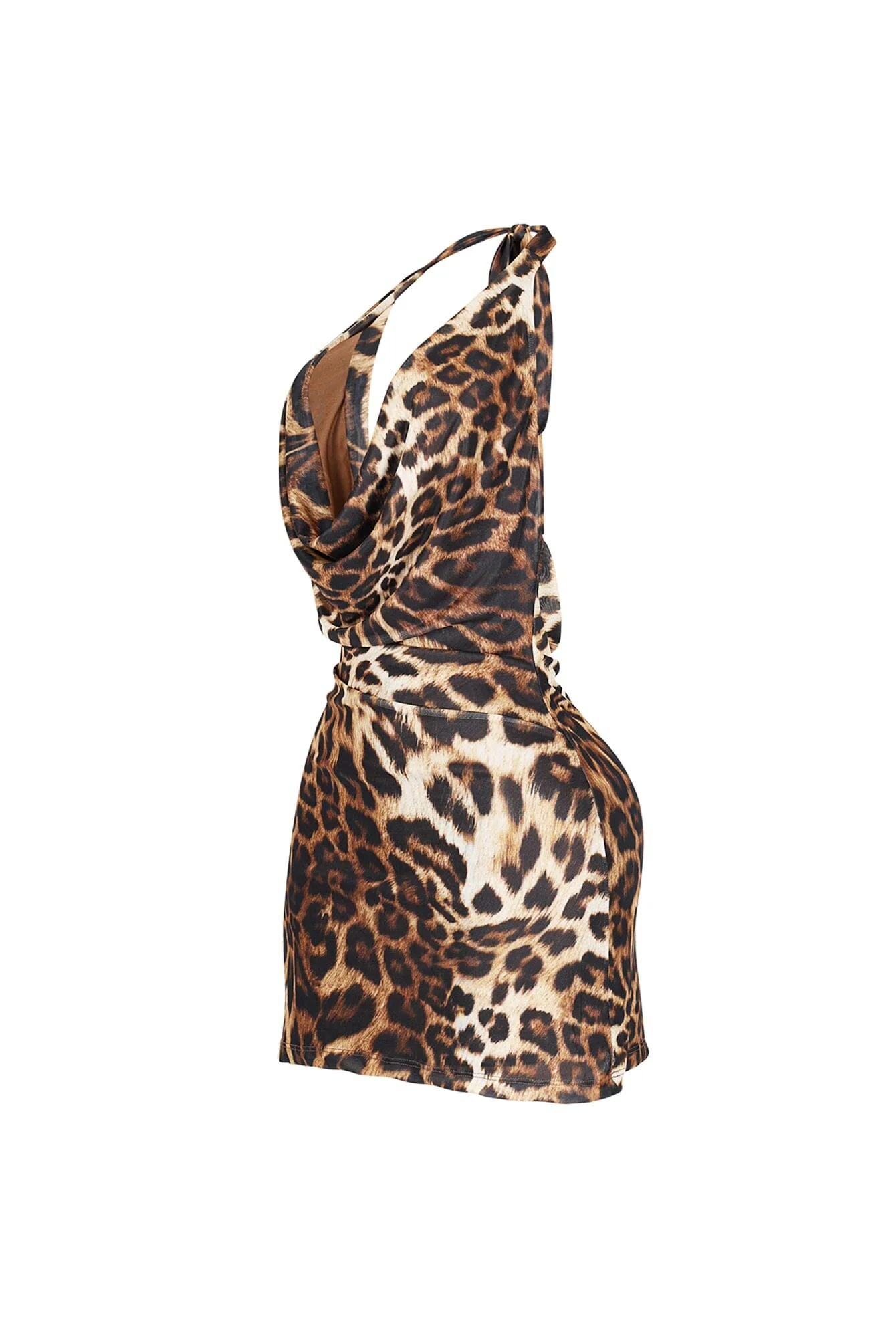 Astrella Leopard Cowl Neck Mini Dress 4 Astrella Leopard Cowl Neck Mini Dress