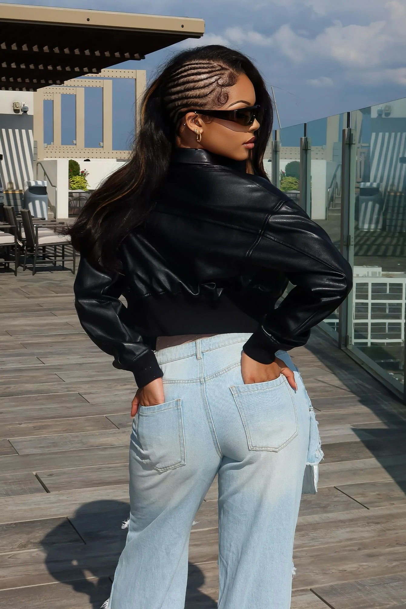 Midnight Rider PU Bomber Jacket