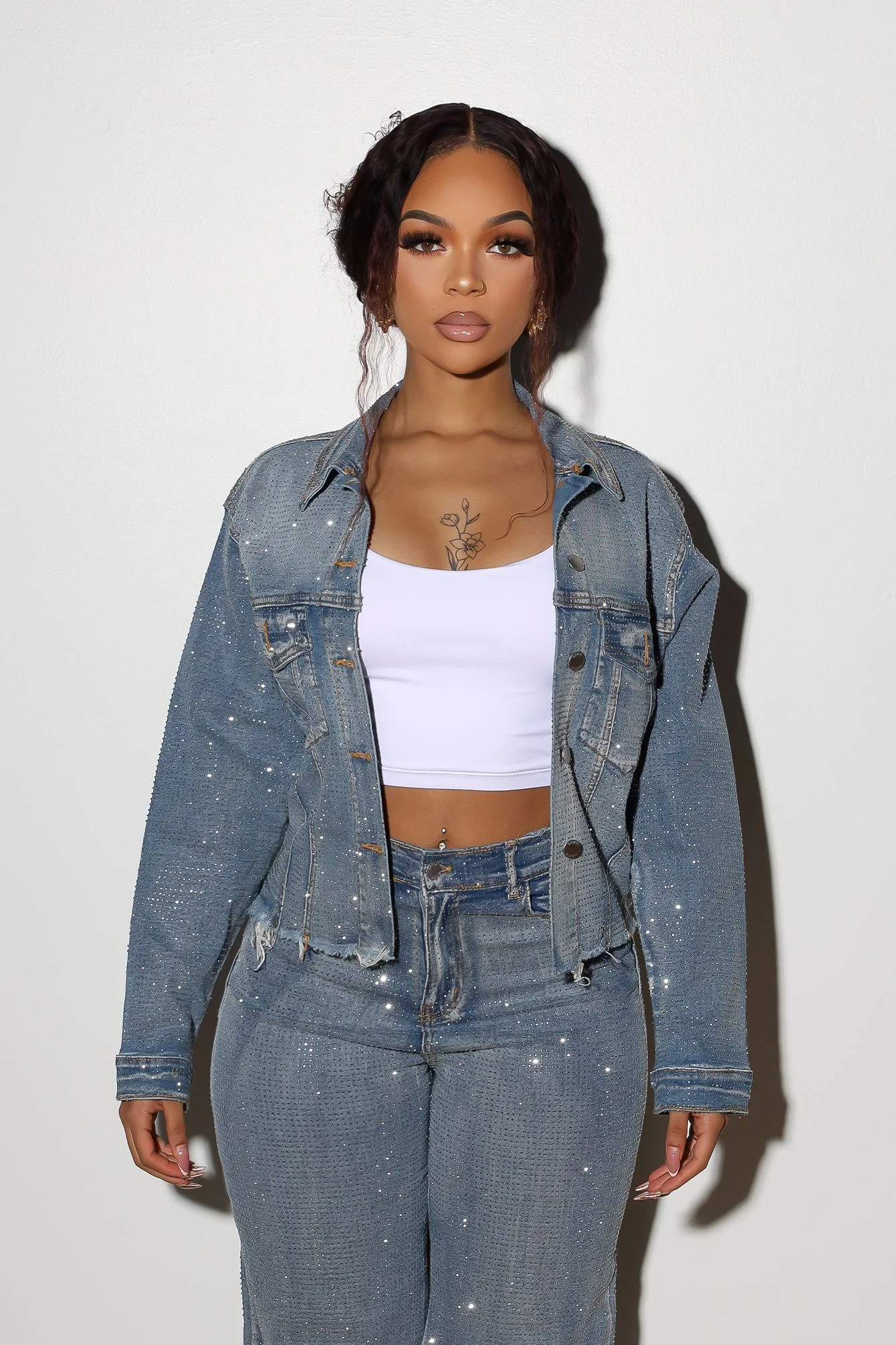 Opulent Rhinestone Denim Jacket